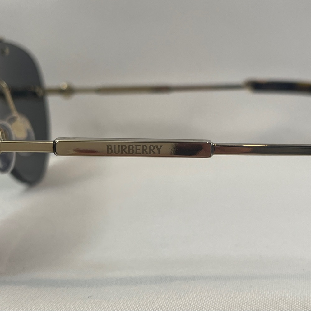 Burberry BE3151 Gold Rimless Aviator Sunglasses 60mm Gray Lenses Italy Designer - Picture 4 of 16
